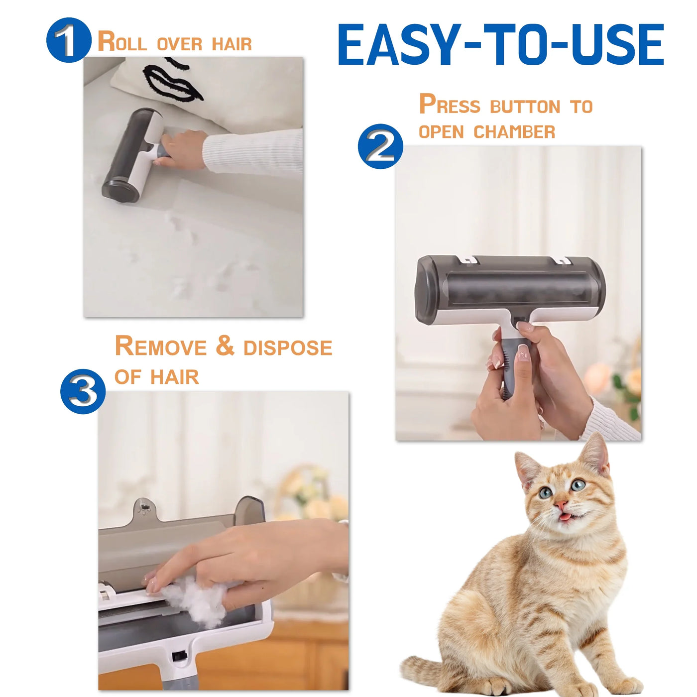 Pet Hair Roller / Hair Remover - Cat, Dog Hair Roller / Remover for Multi-Surface Fur Hair Removal Tool - Portable