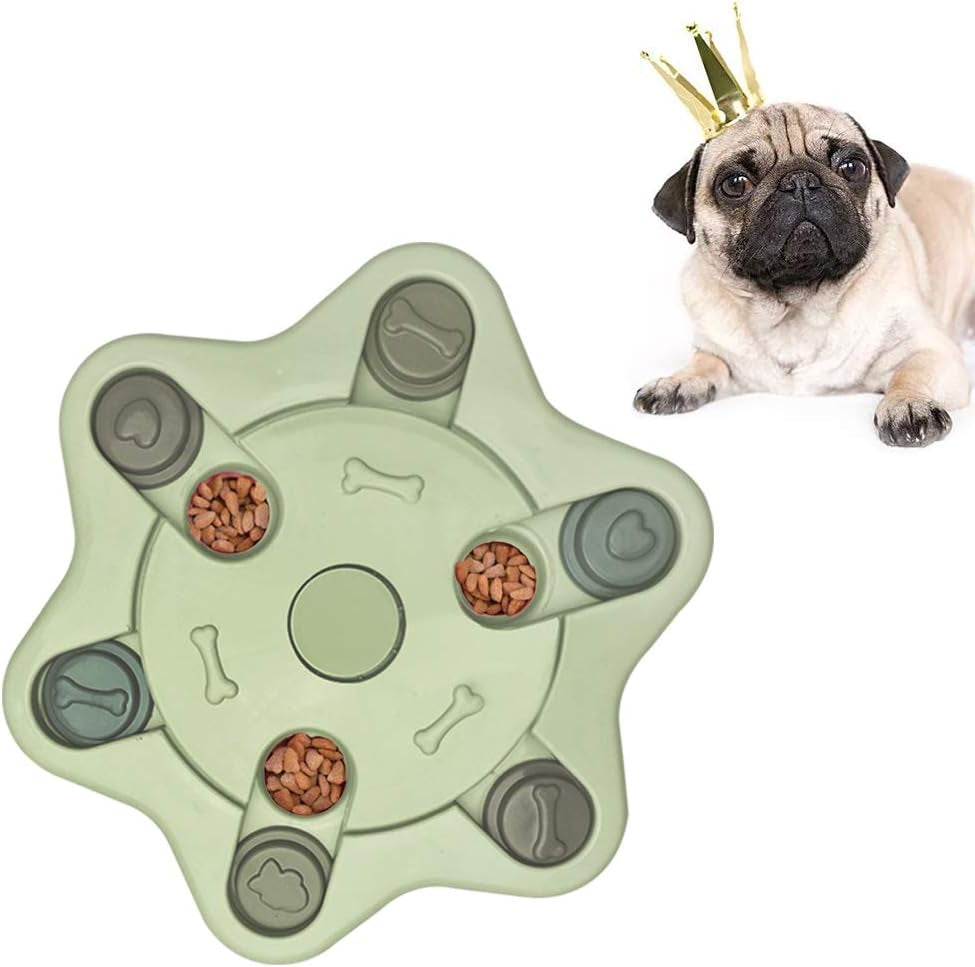 Dog Boredom Breaker Improve IQ, Puzzle Toy for Pet and Cat, Slow Feeder Treats Dispenser Interactive Toy to Hide and Seek Food (Green)