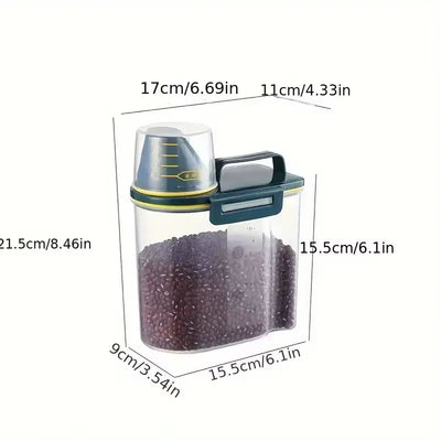 Pet Food Storage Container with Measuring Cup Handle Airtight Waterproof Pet Food Storage Dispenser Portable Buckets Feeder