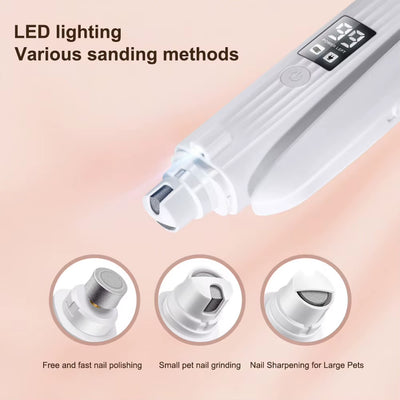 2 in 1 Electric Dog Nail Grinder and Clipper Rechargeable Pet Nail Trimmer with LED Lights Pet Nail Grinder for Dogs and Cats