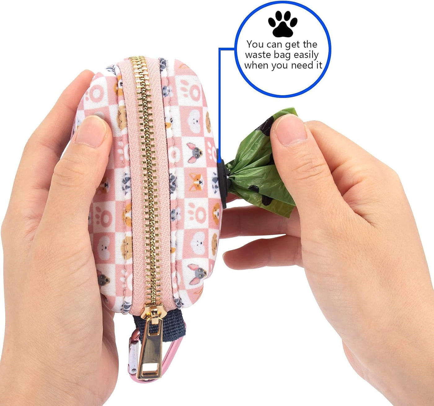 Dog Poop Bag Dispenser Dog Poop Bag Holder Attaches to Dog Leash ,Dog Waste Bag Dispenser Portable with Carabiners Clip, 2 Free Roll