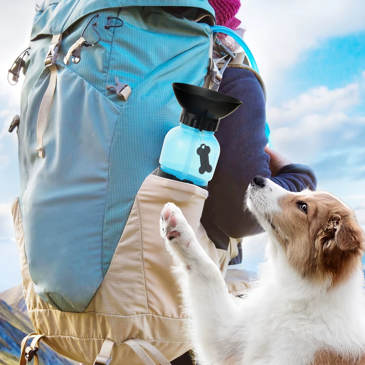 Dog Water Bottle, Portable Travel Water Bottle Dispenser for Dogs - Cats & Kitten Outdoor Travel Water Bottle Bowl,