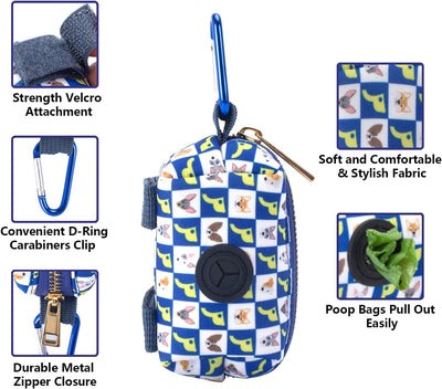 Dog Poop Bag Dispenser Dog Poop Bag Holder Attaches to Dog Leash ,Dog Waste Bag Dispenser Portable with Carabiners Clip, 2 Free Roll