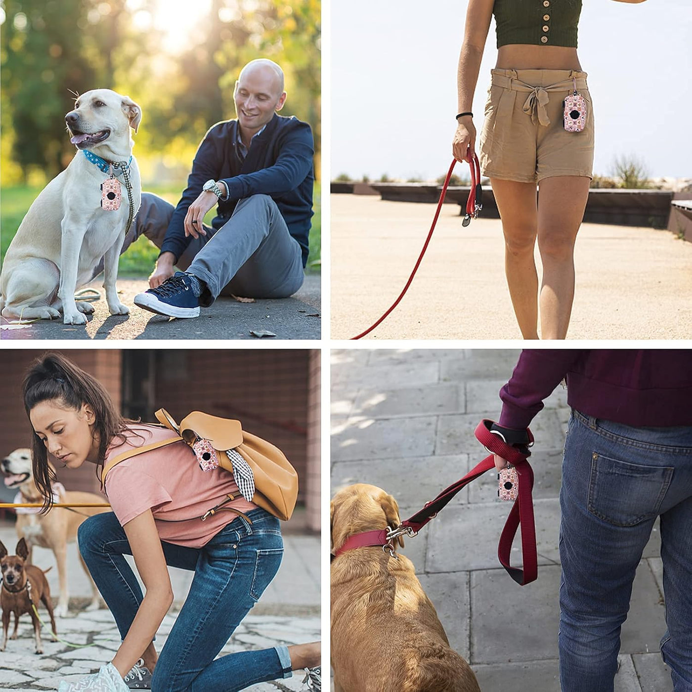 Dog Poop Bag Dispenser Dog Poop Bag Holder Attaches to Dog Leash ,Dog Waste Bag Dispenser Portable with Carabiners Clip, 2 Free Roll