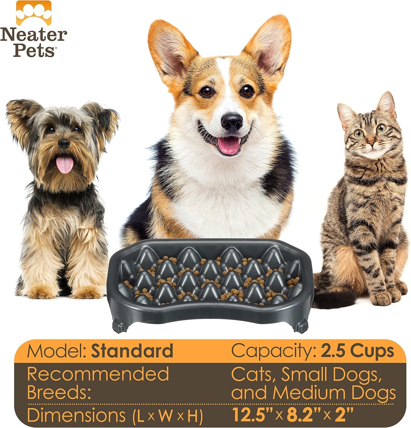Neater Slow Feeder Dog Bowls, Slows down Fast Eaters to Help Digestion & Prevent Overeating, Non-Slip Food Bowl, Bpa-Free, Holds 2.5 Cup of Food for Small to Medium Breed or Puppy