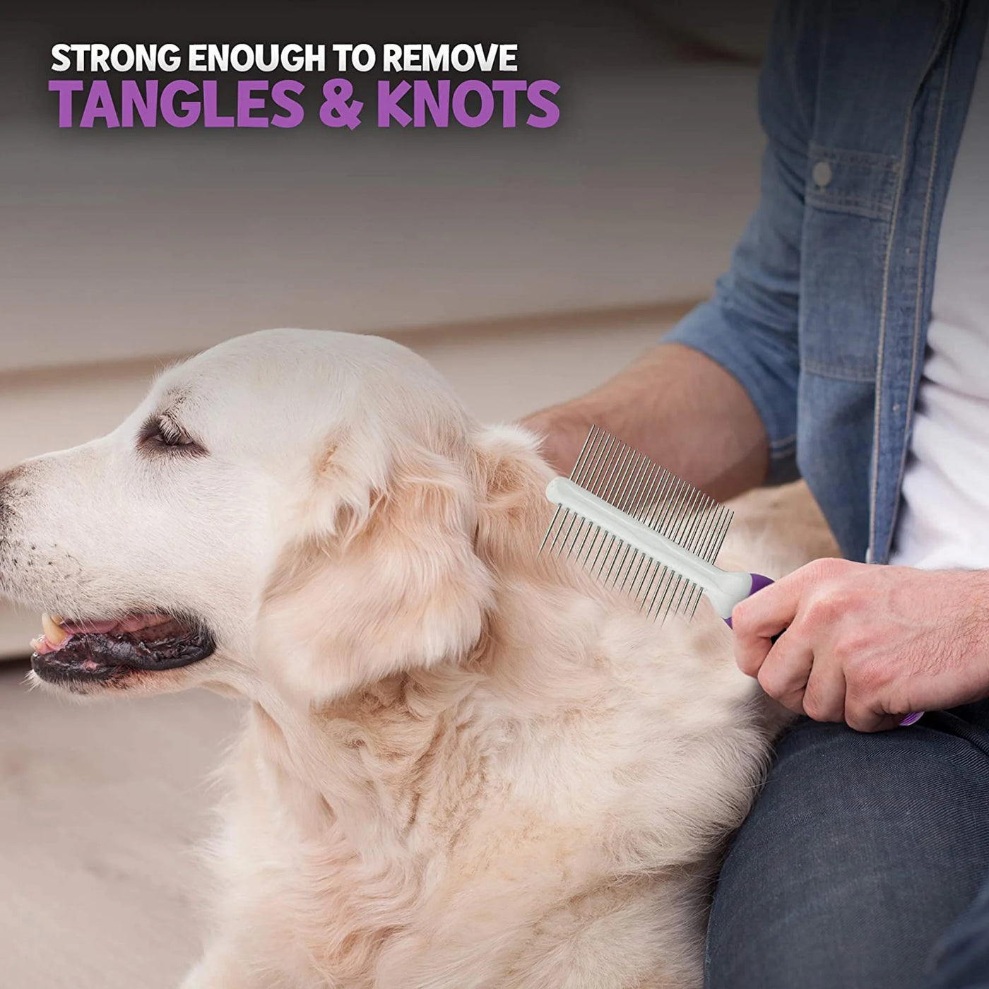 Double-Sided Stainless Steel Dog & Cat Pet Comb Grooming Hair Tool