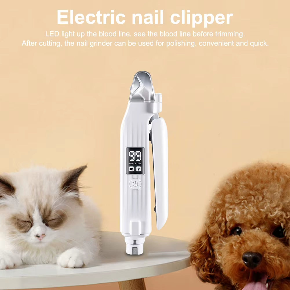 2 in 1 Electric Dog Nail Grinder and Clipper Rechargeable Pet Nail Trimmer with LED Lights Pet Nail Grinder for Dogs and Cats