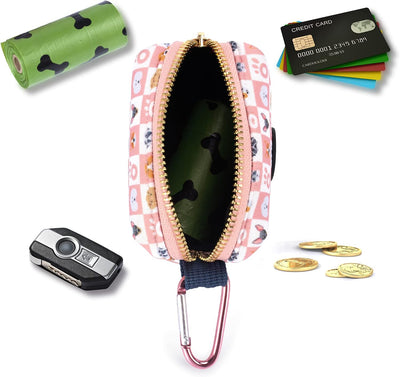 Dog Poop Bag Dispenser Dog Poop Bag Holder Attaches to Dog Leash ,Dog Waste Bag Dispenser Portable with Carabiners Clip, 2 Free Roll