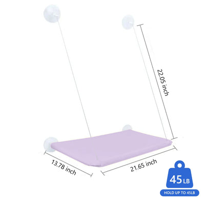 Window Cat Hammock: Suction Cup Hanging Perch Bed with Sill Stand (Violet)