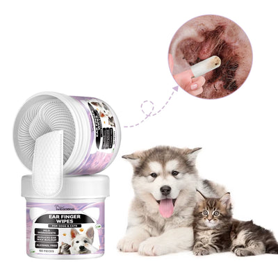 Dog Ear Finger Wipes Mite Earwax Remover Ear Canal Odor Clean Infections Control Relieve Itching Pet Ear Cleaning Pads