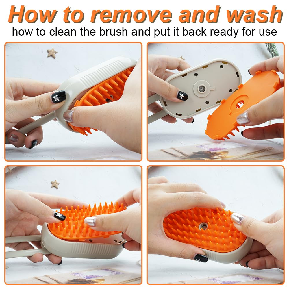 Cat Steam Brush for Shedding New Cat Grooming Brush with Steam, Rechargeable Steam Pet Brush for Dogs and Cat,Anti-Static Steam Pet Brush,Massage, Cleaning, Shedding & Combing All in One