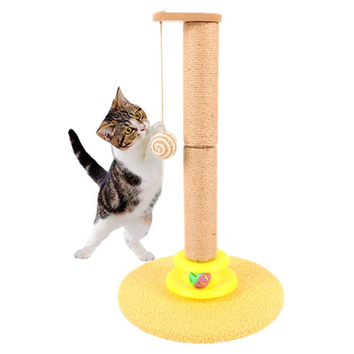 Cat Post, 19.3 Inch Tall Cat Scratching Post for Indoor Cats, Cat Scratcher Post with Dangling Ball and Bell Ball