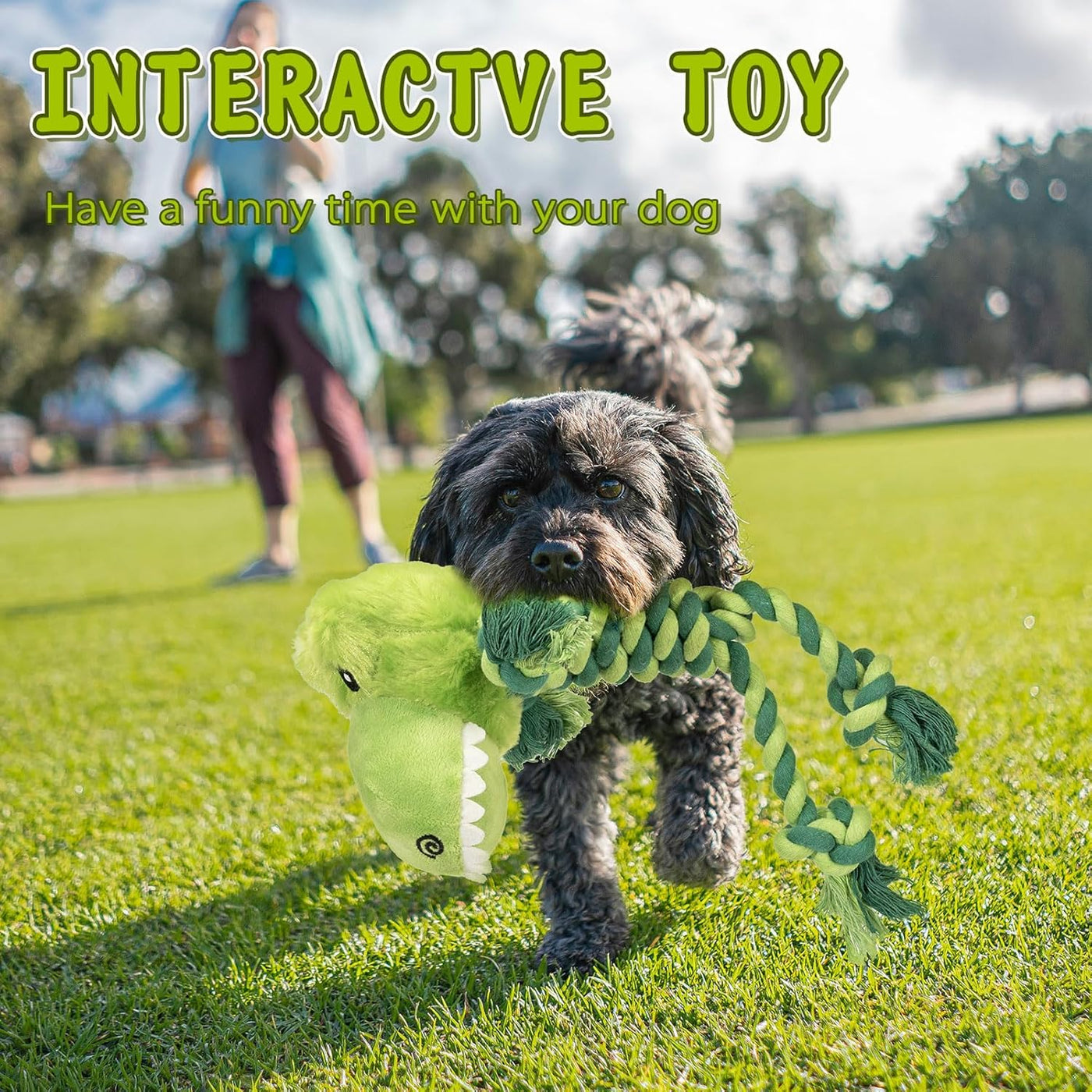 Tough Dog Toys for Puppies and Small-Medium Dogs - Tug of War, Plush Stuffed Animals, Rope Toys for Teething and Chewing Fun. (Crocodile)
