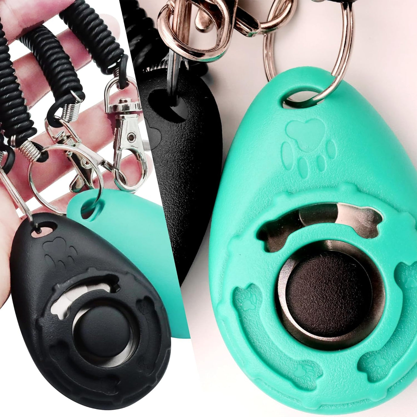 Pet Training Clicker with Wrist Strap - Dog Training Clickers (Black +Bluegreen)