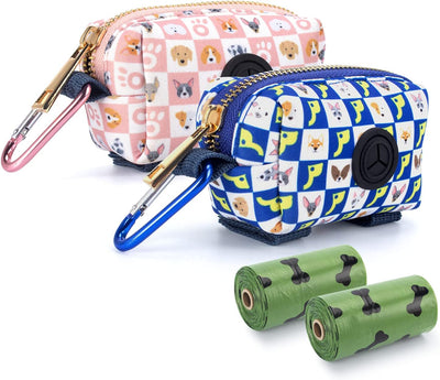 Dog Poop Bag Dispenser Dog Poop Bag Holder Attaches to Dog Leash ,Dog Waste Bag Dispenser Portable with Carabiners Clip, 2 Free Roll