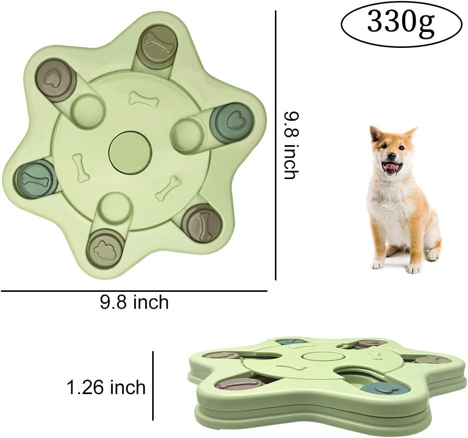 Dog Boredom Breaker Improve IQ, Puzzle Toy for Pet and Cat, Slow Feeder Treats Dispenser Interactive Toy to Hide and Seek Food (Green)