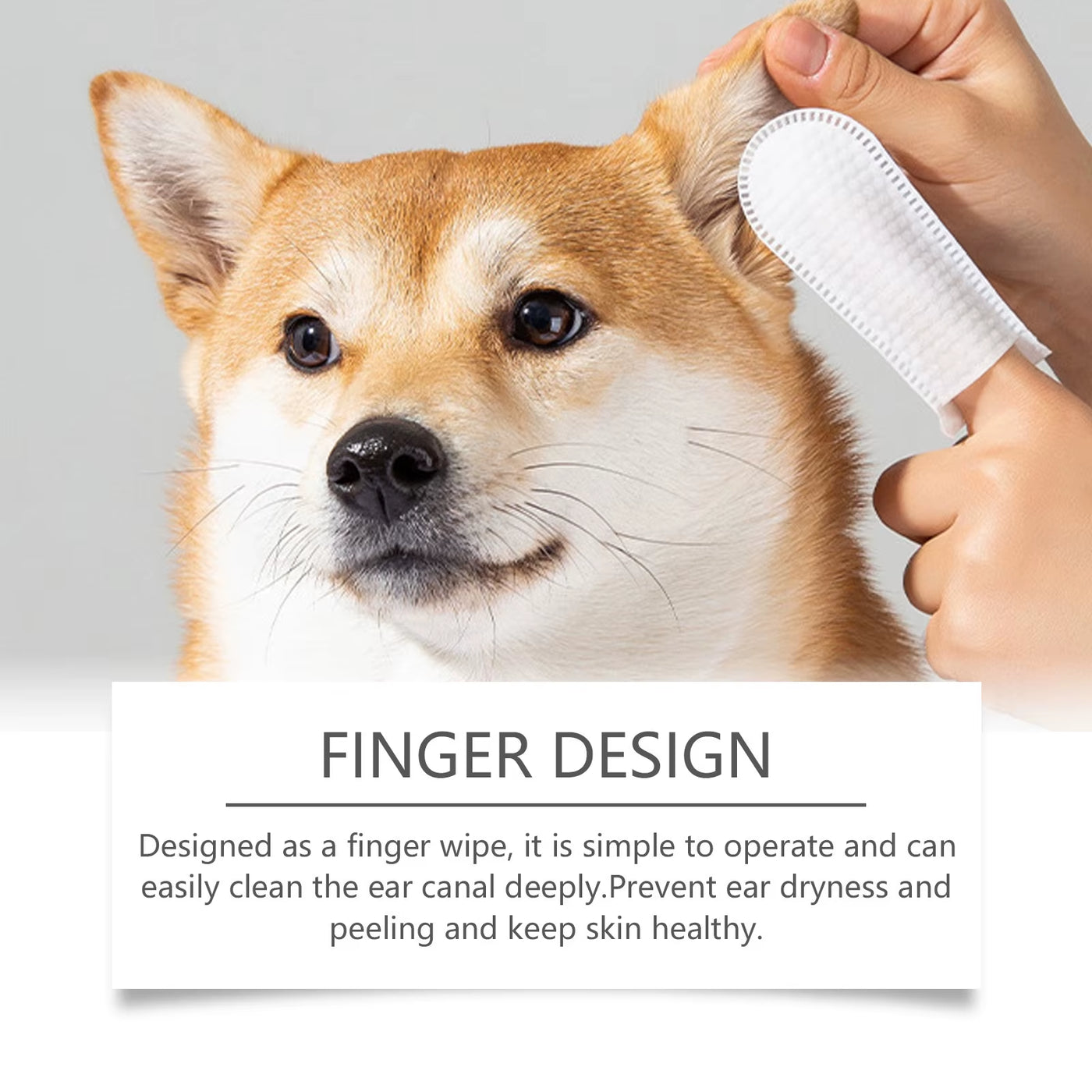 Dog Ear Finger Wipes Mite Earwax Remover Ear Canal Odor Clean Infections Control Relieve Itching Pet Ear Cleaning Pads