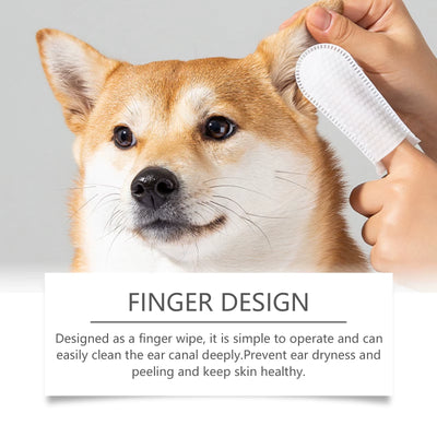 Dog Ear Finger Wipes Mite Earwax Remover Ear Canal Odor Clean Infections Control Relieve Itching Pet Ear Cleaning Pads