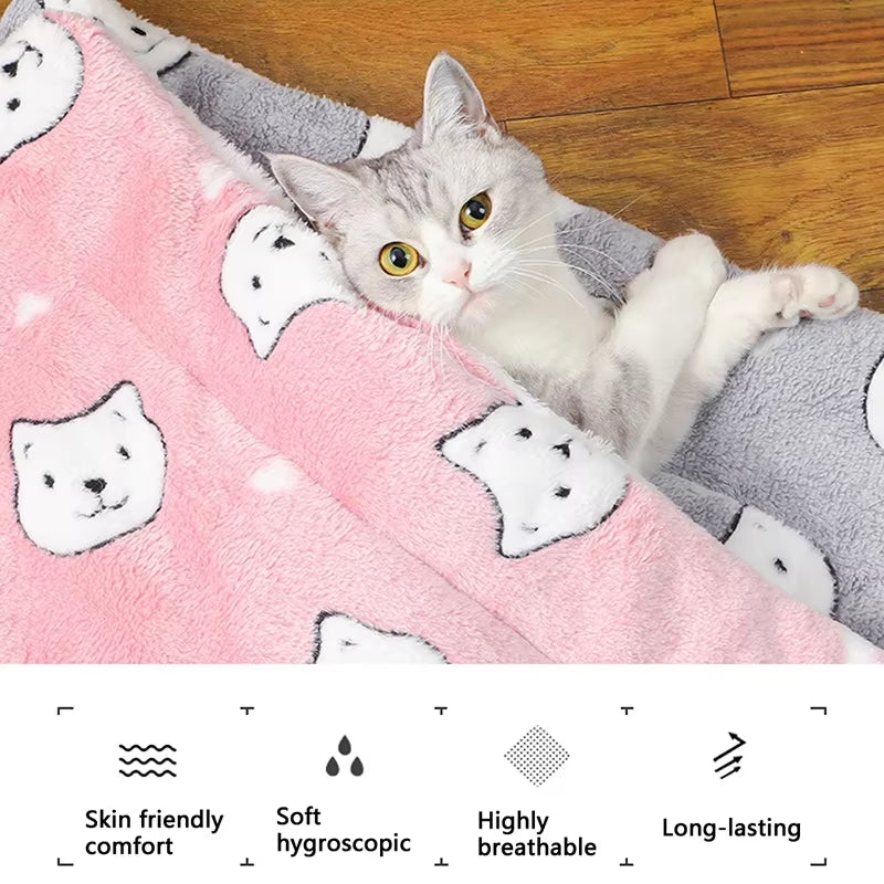 Thicken Cat/Dog Mat Breathable Flannel Cat Sleeping Mat Soft Dog Cushion for Small Dog/Cat Winter Warm Cat Blanket